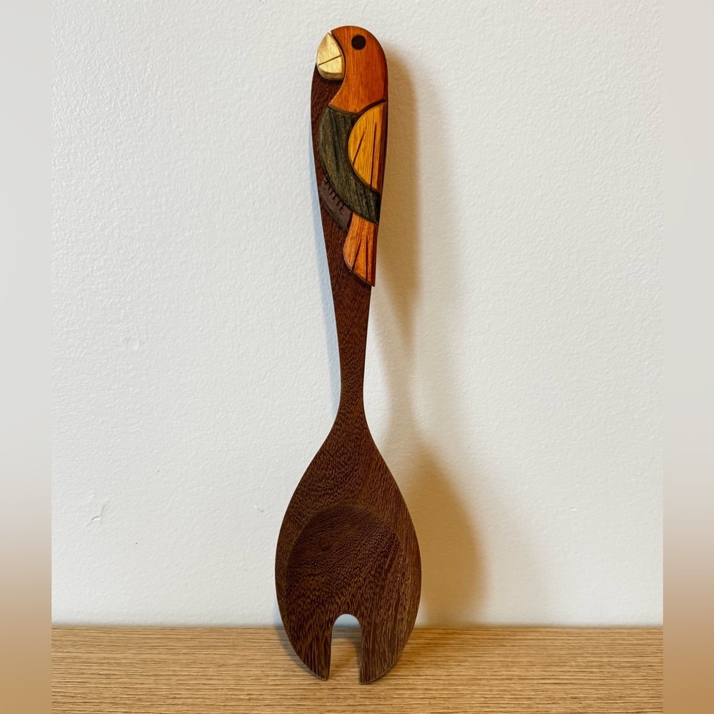 Elegant Brown Wooden Parrot Spoon
